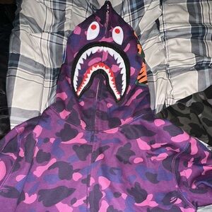 Bape camo full zip up purple